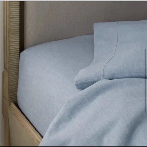 Ralph Lauren Workshirt Chambray King Size Fitted Sheet Blue NEW - Picture 1 of 3